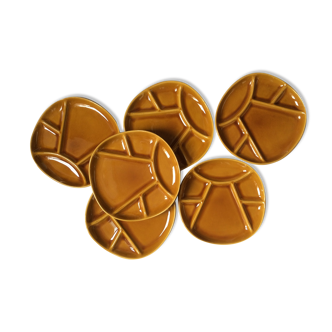 Set of 6 plates with Longchamp fondue compartments