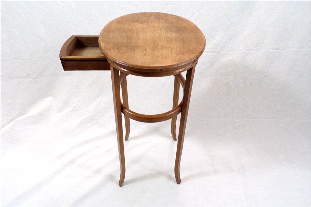 Pedestal table with vintage wooden drawer