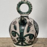 Hand-painted Picasso style ceramic bird jug signed Punter