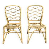Paire de chaises en rotin Van Rohe