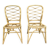 Paire de chaises en rotin Van Rohe