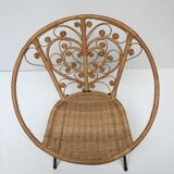Vintage Bohemia volutes rattan chair