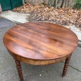 Round extendable dining table with drop leaf, 19th century console table