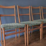Set of 4 mid century dining chairs with turquoise covers, 1960