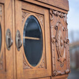 Bookcase carved wood 3 old doors, bookcase window beveled