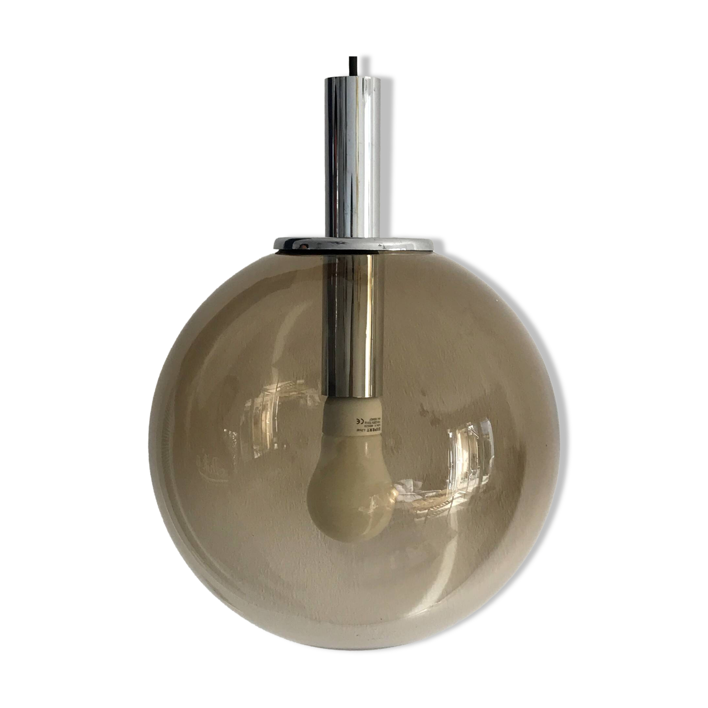 Vintage 70s smoked glass pendant light