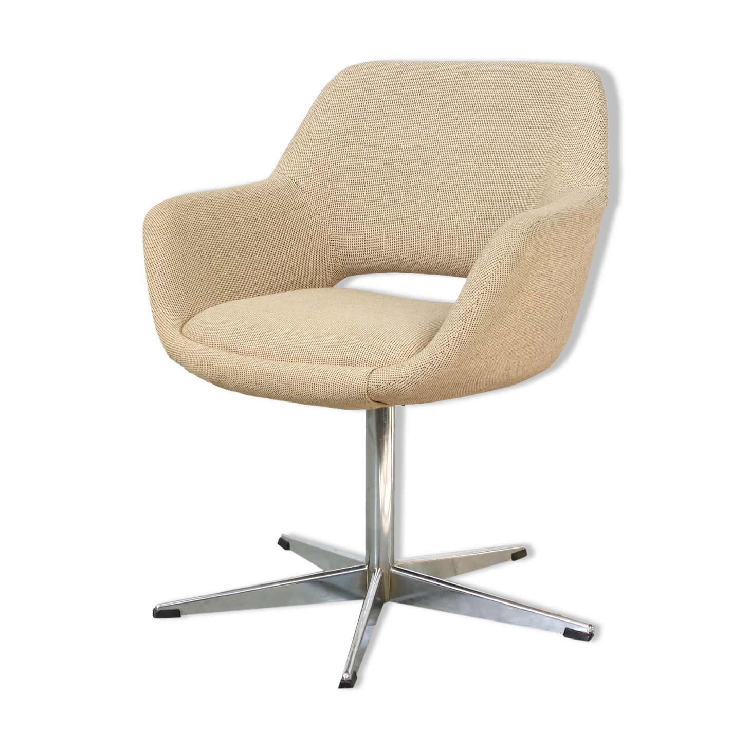 Mid-century beige fabric swivel chair from stol