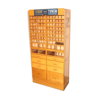 Xl vintage haberdashery 'tubor tubca' by poreye & fils - belgium - 1950's