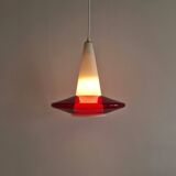 Red and opaline glass pendant lamp, 1960's