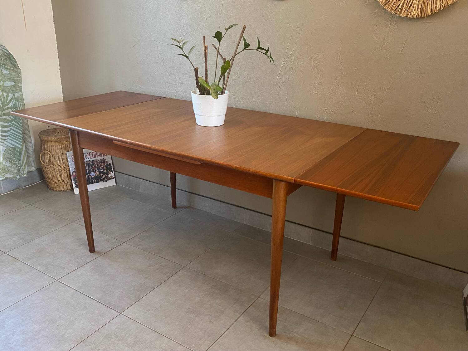 Vintage teak table with extensions