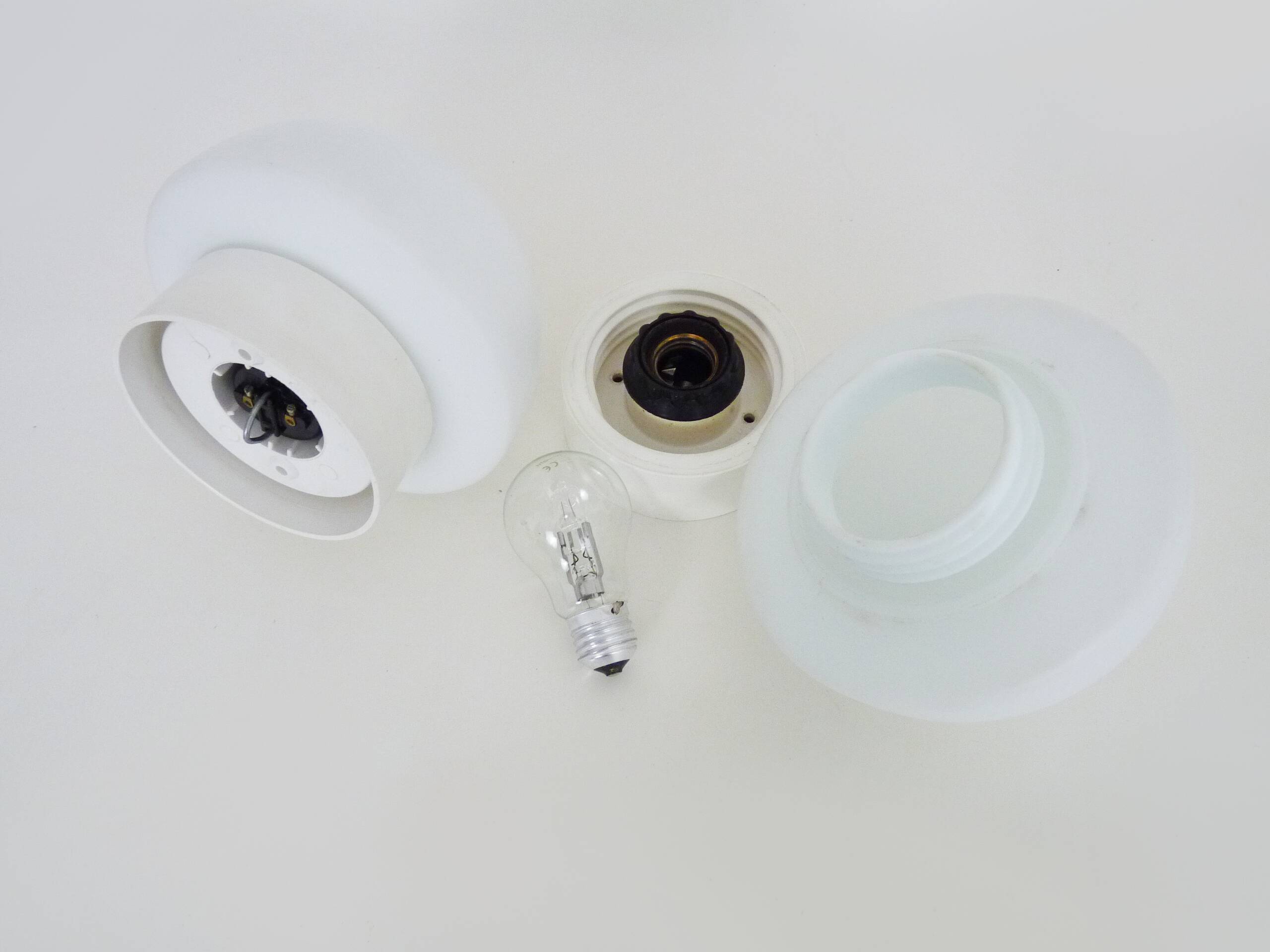 Pair of white mushroom-shaped wall lights. 1970s