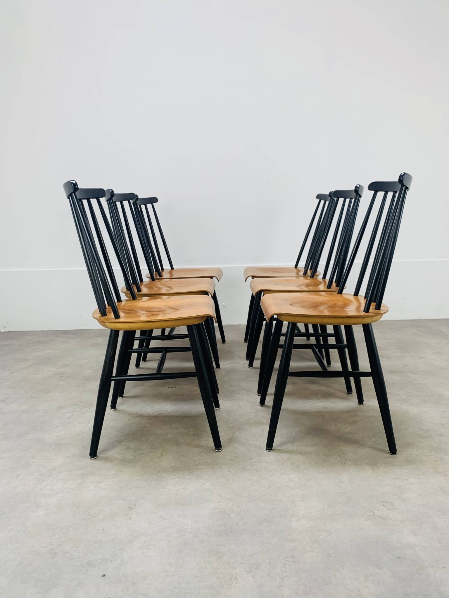 6 chaises Fanett par Ilmari Tapiovaara, scandinave, années 60