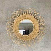Miroir soleil rotin vintage années 60