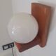 Pair of sconces in solid pine and white opaline