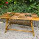 Table basse en bambou et céramique Vallauris  1960