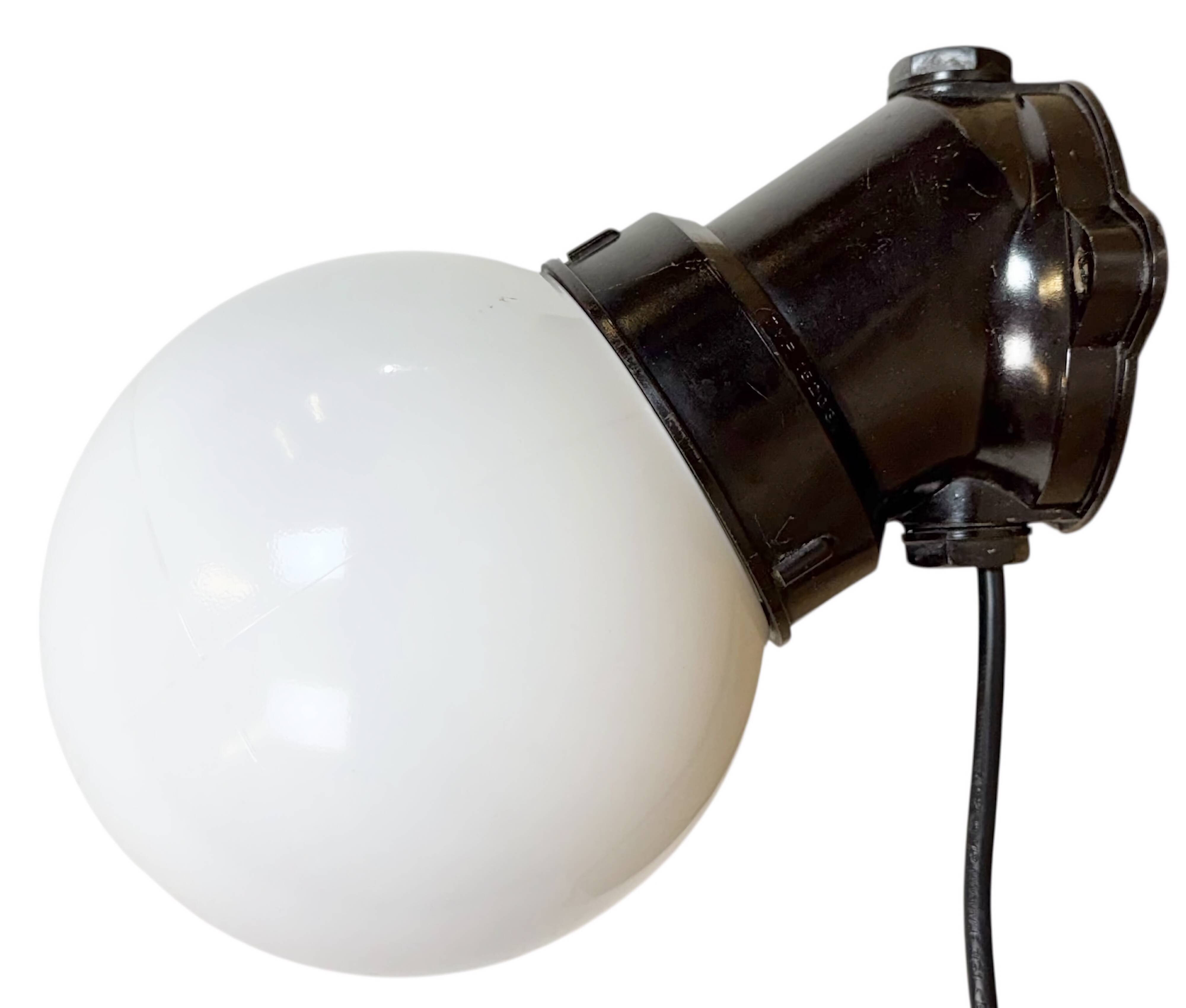 Vintage Brown Bakelite Wall Light with Milk Glass, 1970s