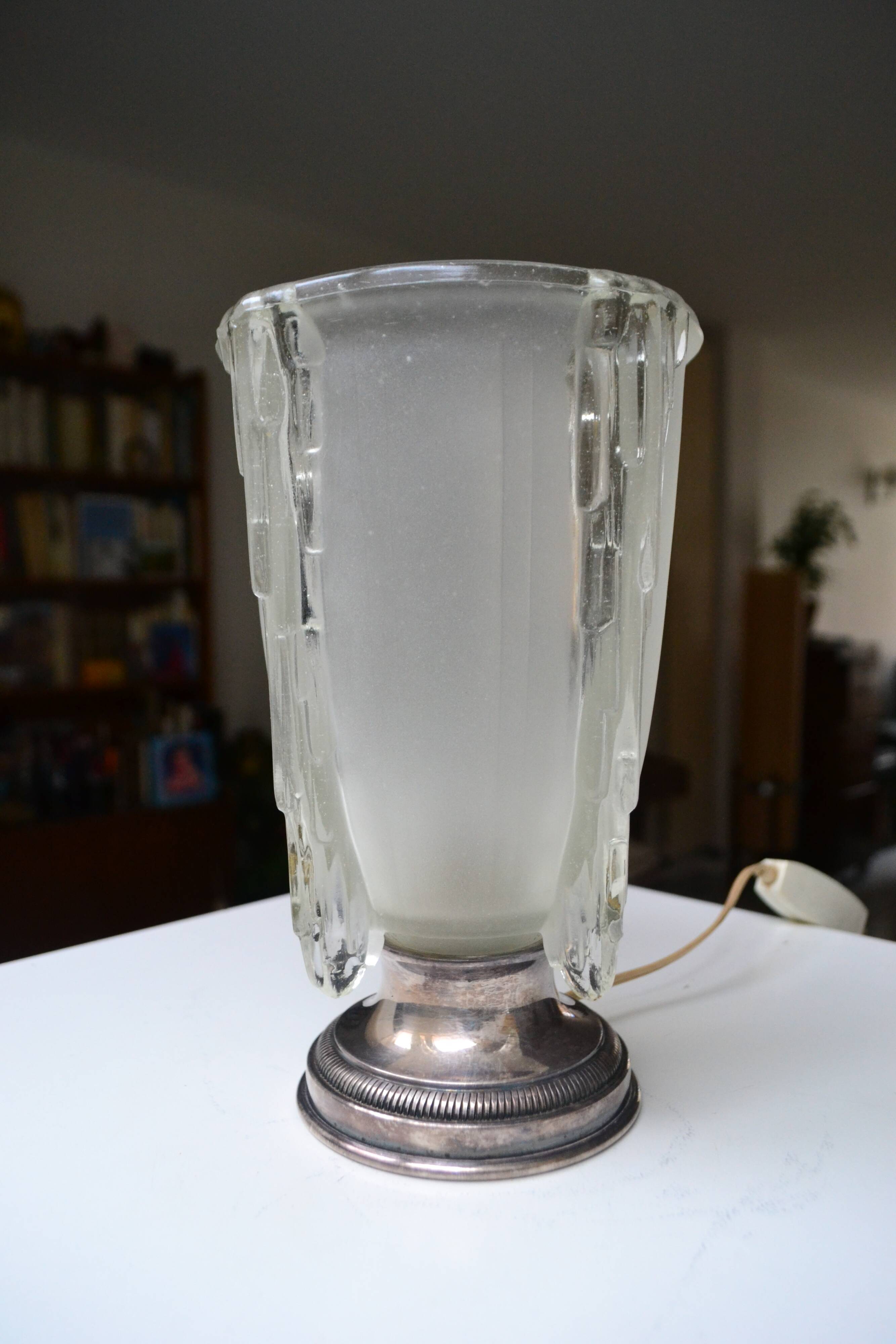 Art deco lamp jean gauthier ezan opalescent glass 1930s