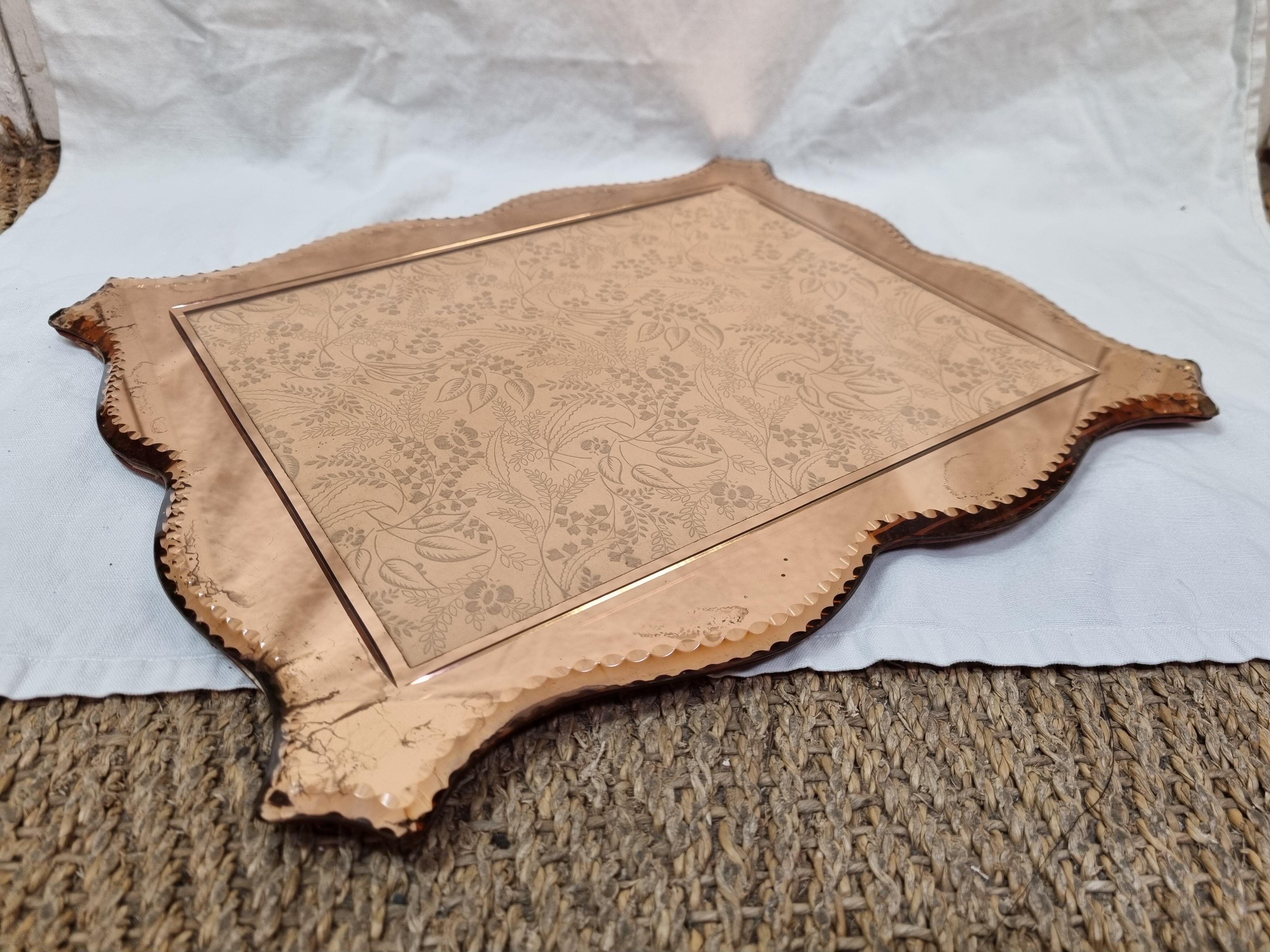 Pair of wall frame art deco pink carved mirror