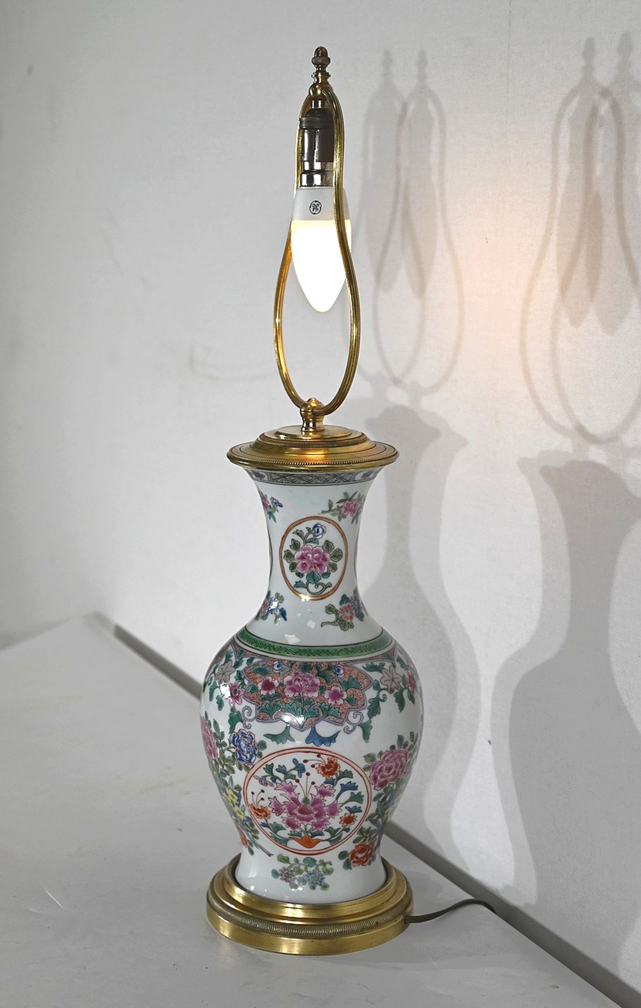 Porcelain lamp of china and brass – early twentieth century