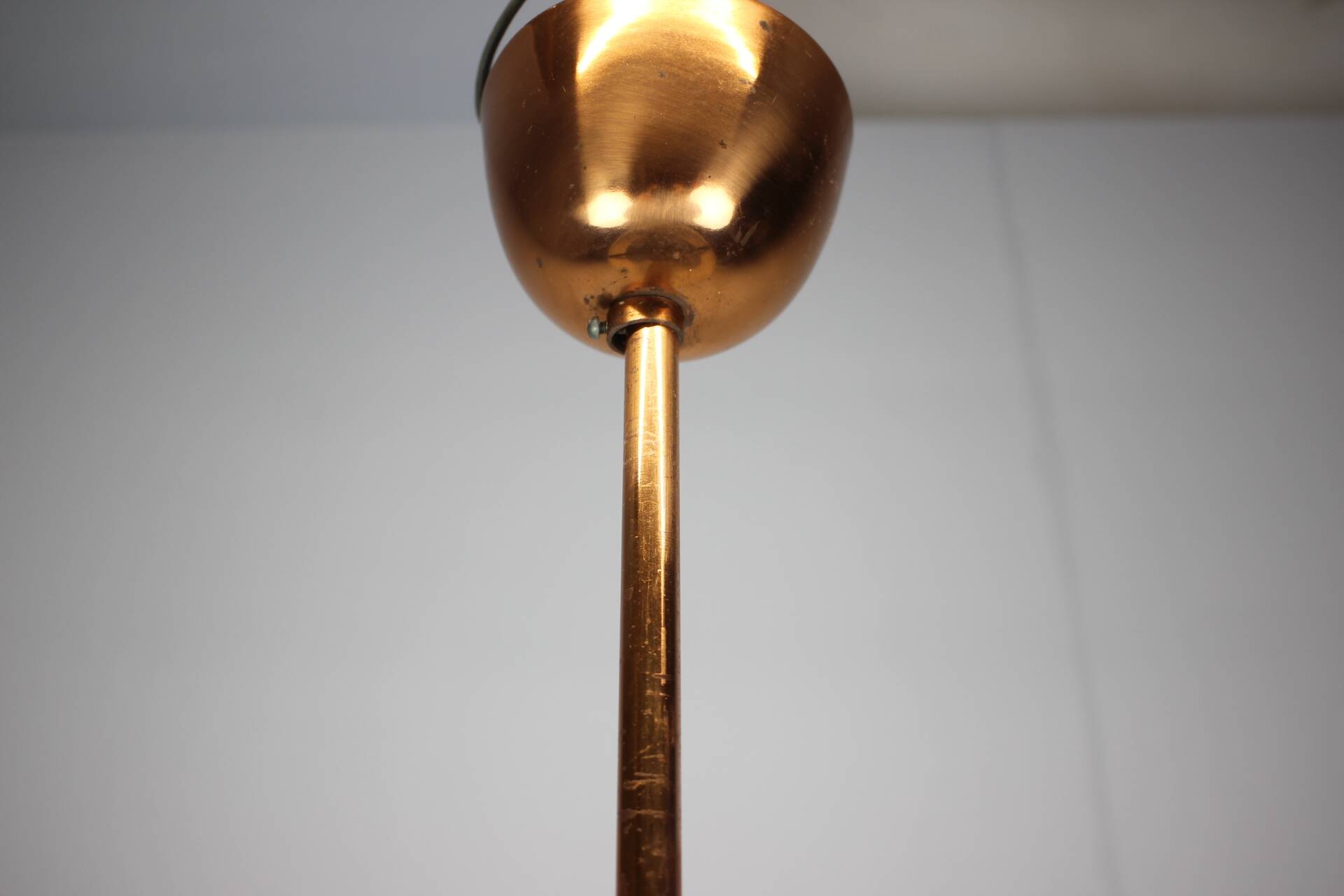 Copper UFO chandelier Bauhaus by Josef Hurka, 1930s