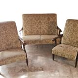 Vintage 3-piece living room in beige fabric