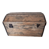 Antique curved wooden travel trunk