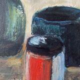 Painting HST "Still life with the bottle" signed M. Lambault (1891-1983)