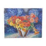 Nature table dead flower arrangement with vase triangular signed G.Grenthe years 30