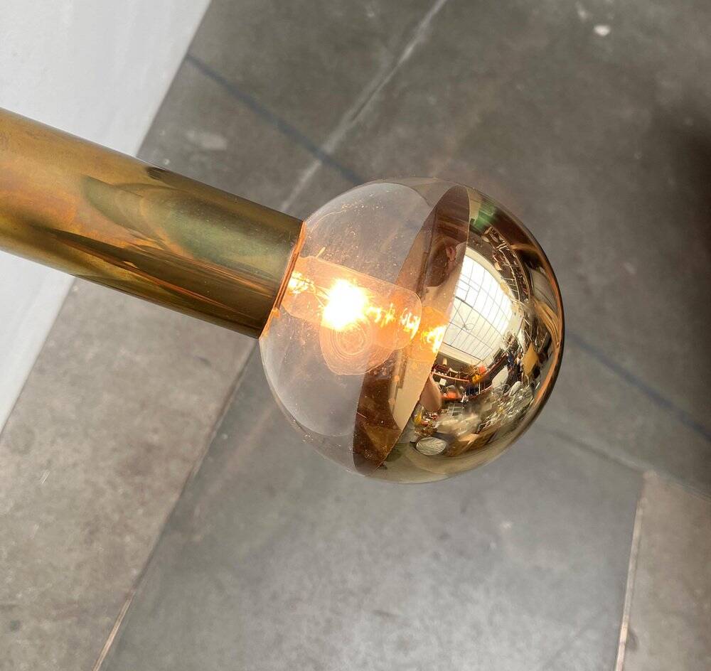 Vintage Space Age ceiling lamp in brass by Motoko Ishii for Staff, 1970s.