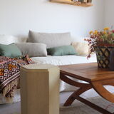 Faceted saddle in vintage travertine
