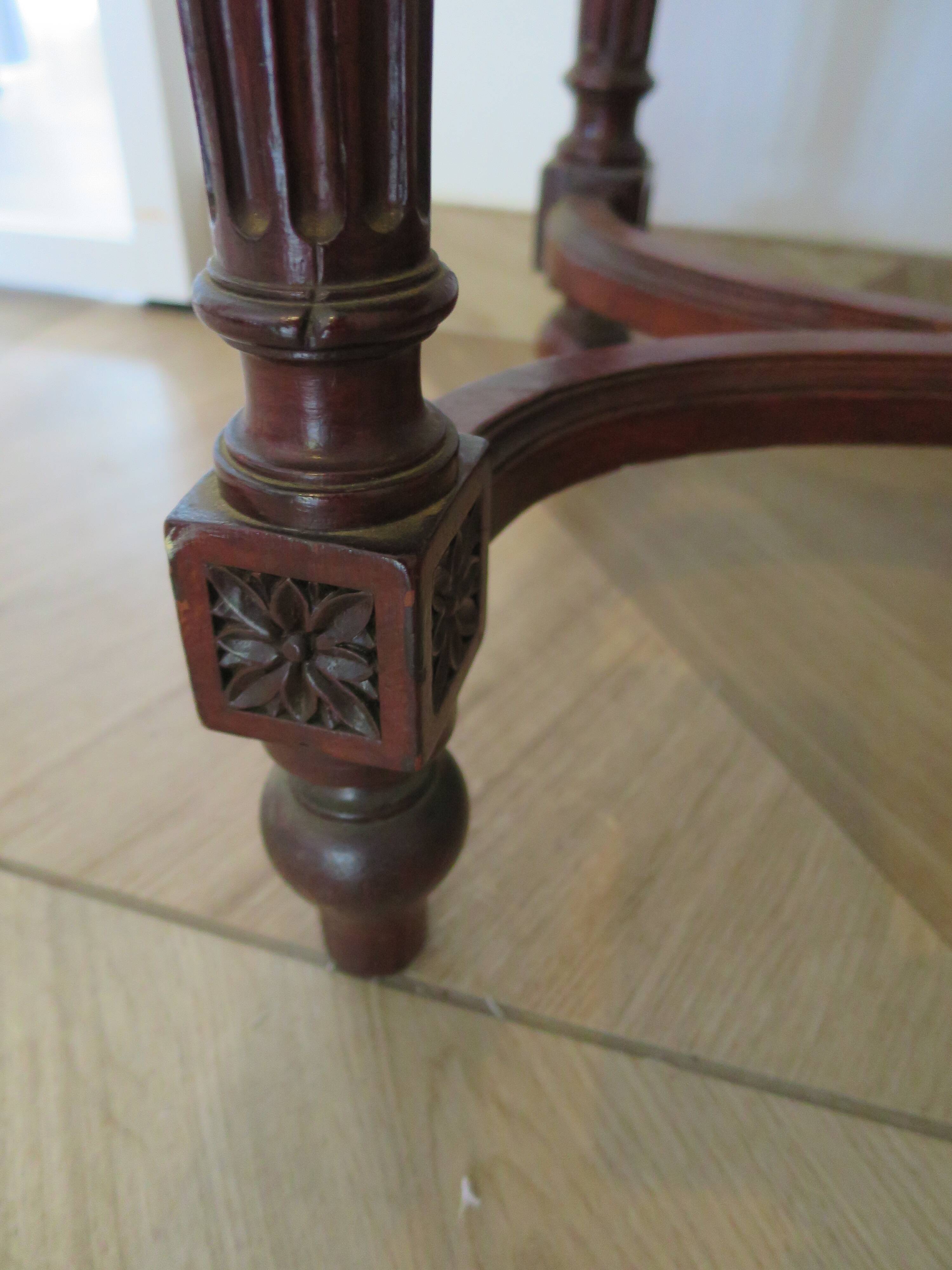 Coffee table - black marble top - Louis XIII style - H-shaped crossbar base