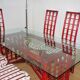 Red bamboo table by Arturo Pozzoli, 1980s, set of 7