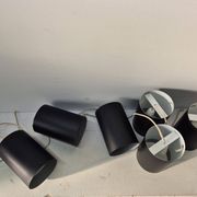 6 Louis Poulsen "pipe" pendant lights, 1960s, lacquered steel