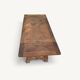 Rustic oak parquet dining table with two extensions.