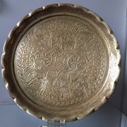 Islamic art brass tray with calligraphy & ornaments