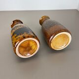 Set of Two Pottery Fat Lava Vases "Multi-Color" by Scheurich, Germany, 1970s