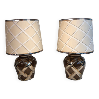 Important pair of ceramic lamps. French work.