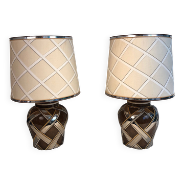 Important pair of ceramic lamps. French work.