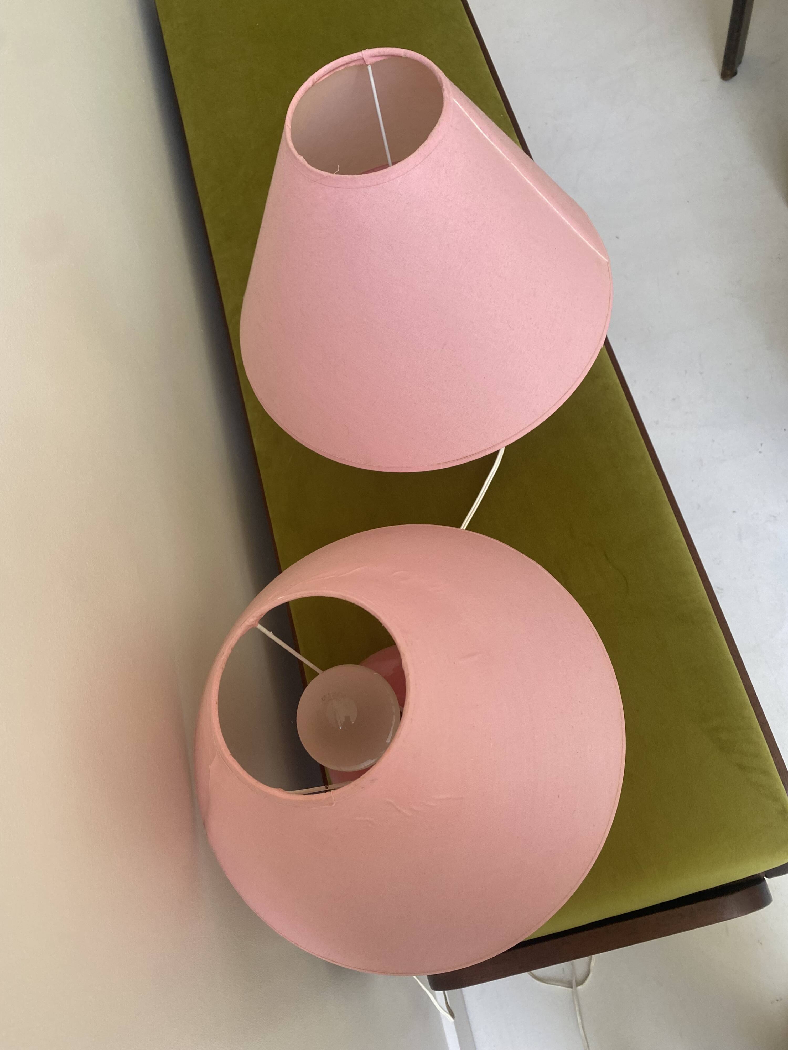 Lot of 2 candy pink bedside lamps