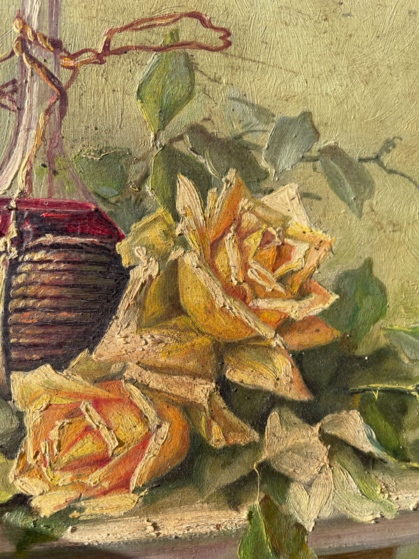 Bouquet de fleurs, peinture à l’huile, 1945