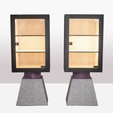Memphis. Pair of lacquered wood display cabinets. 1980s. LS48071403