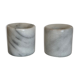 Lot of 2 White marble candlesticks, grey veins