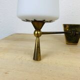 Double opaline and brass wall light from the 50s, lunel, arlus