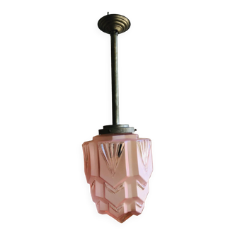 Pink frosted glass pendant light
