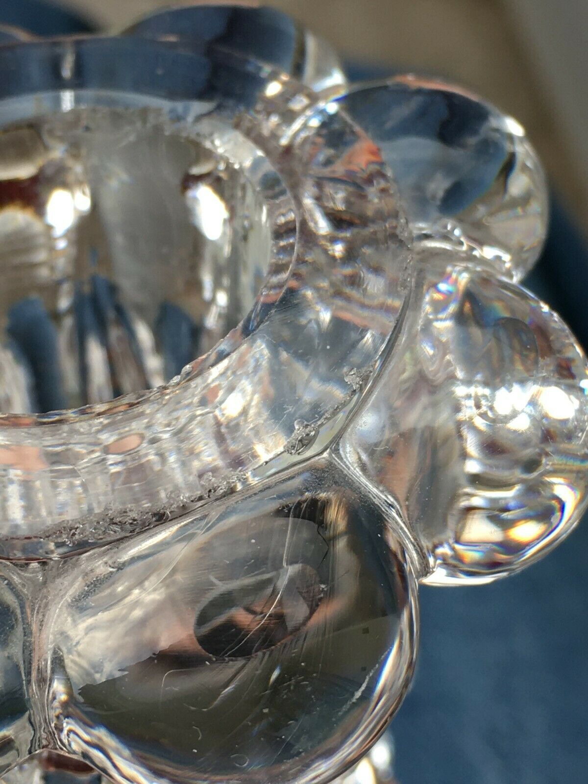19th century moulded crystal candlestick