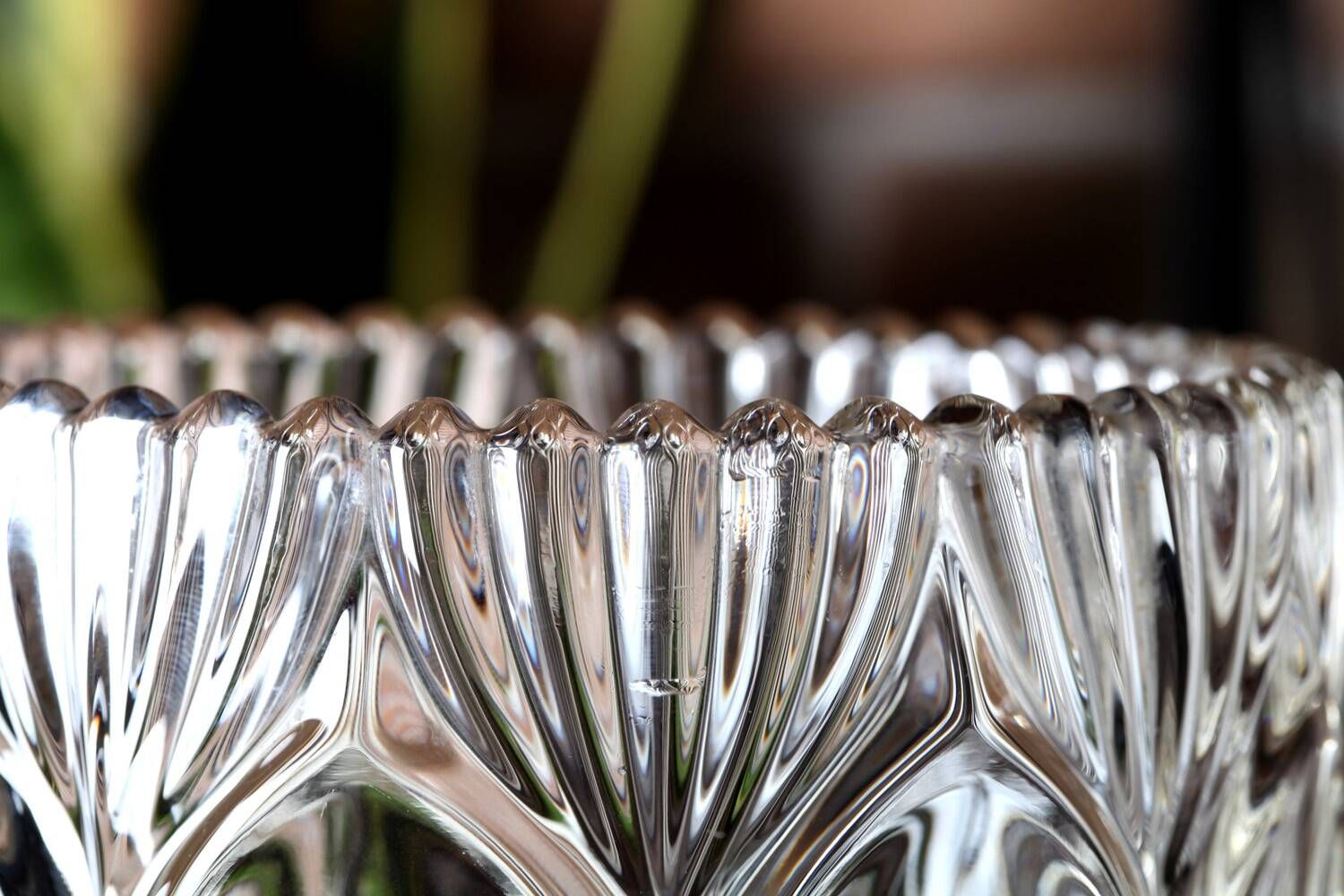 Vintage Clear Heavy Glass Vase by Rudolfova Huť / Czech Republic / 1960s