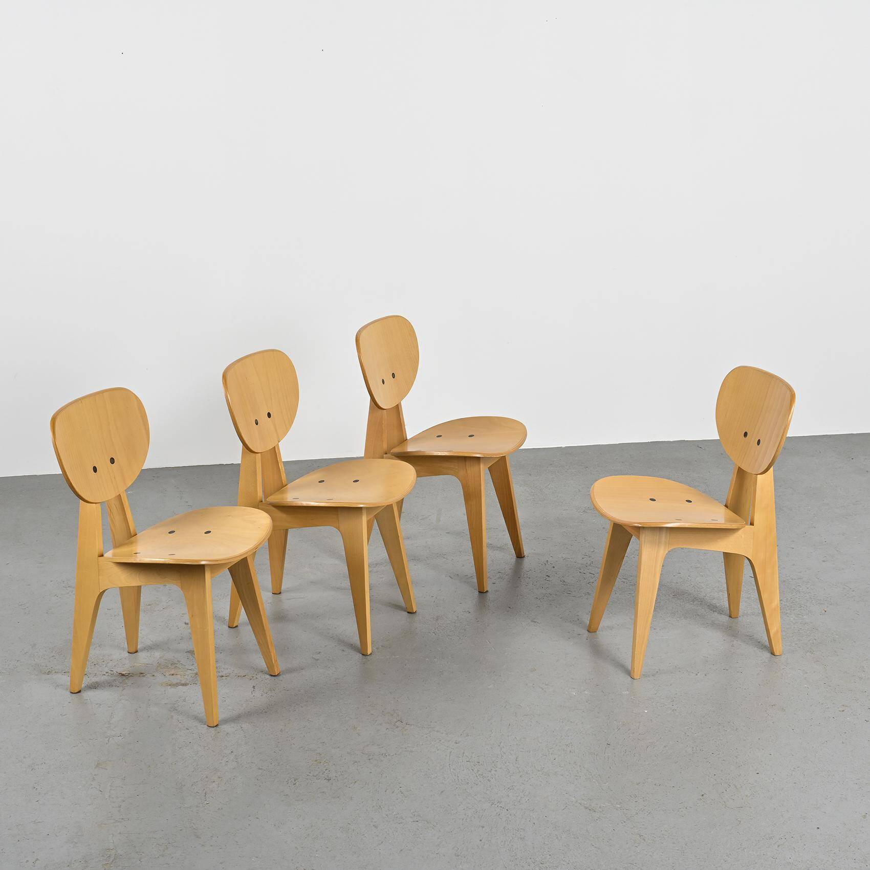 Suite of 4 3221 chairs by Jenzo Sakakura for Tendo Mokko, design 1950