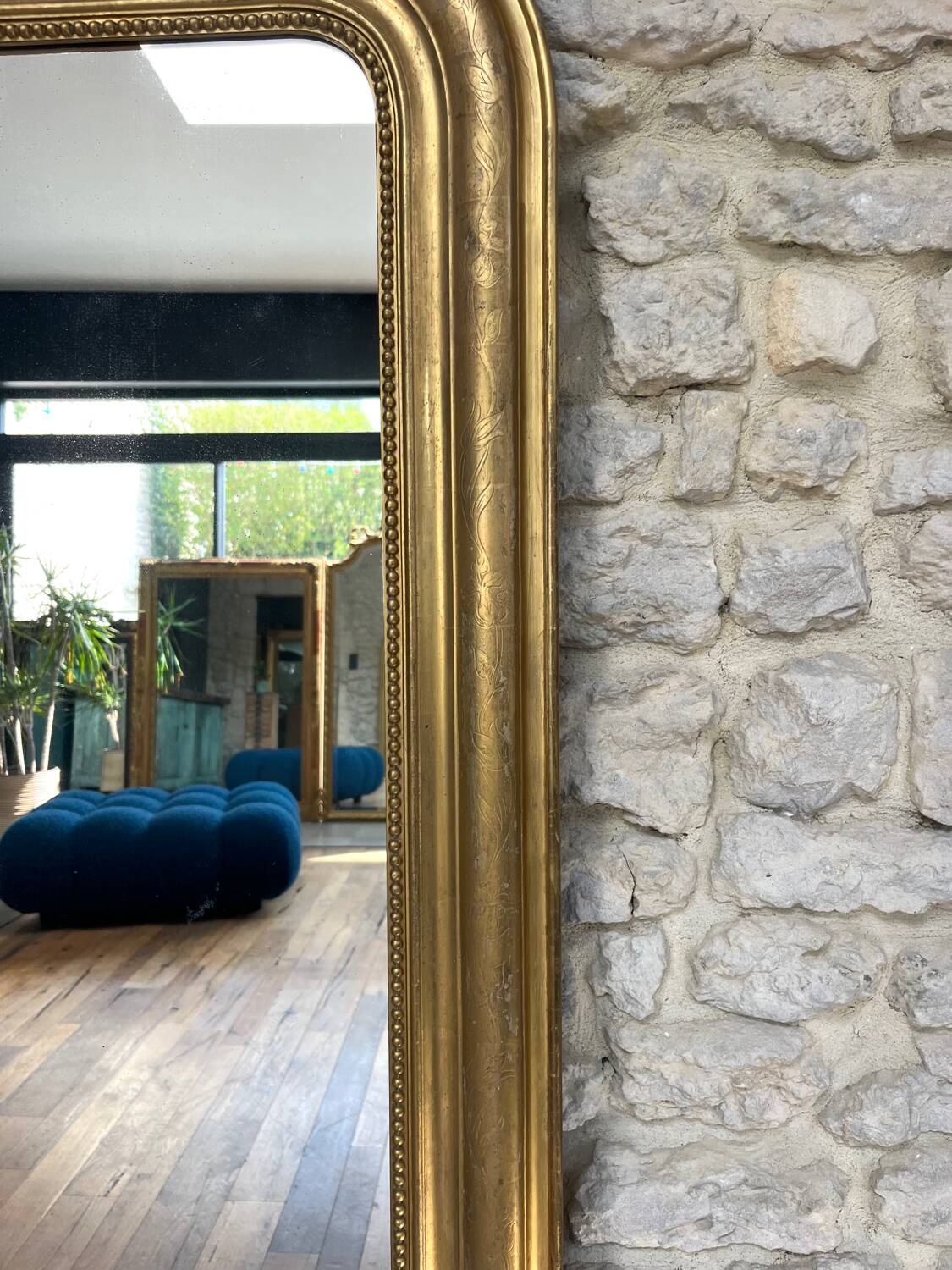 Antique Louis-Philippe mirror 151.5cm/104.5cm gilded with gold leaf