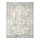 Tapis persan fait main en laine et coton beige 286x388 des années 1960