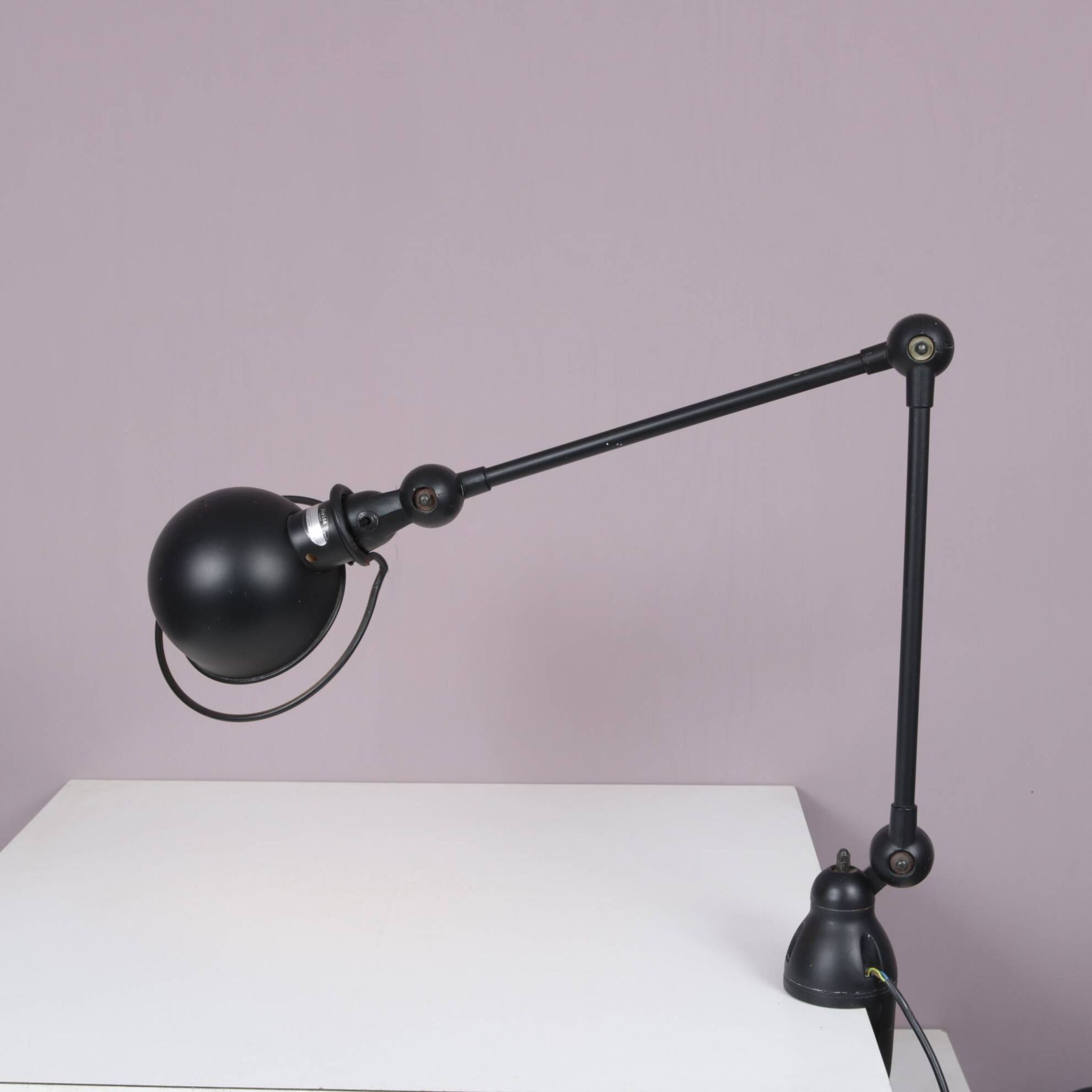 1950s Table clamp lamp in black metal, recent edition model SI332/ Jieldé,